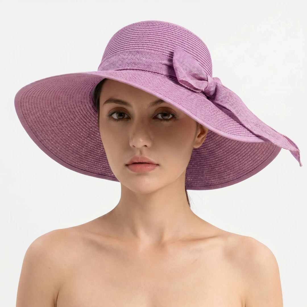Sunny – Classic Wide Brim Woven Hat for Women with Bow