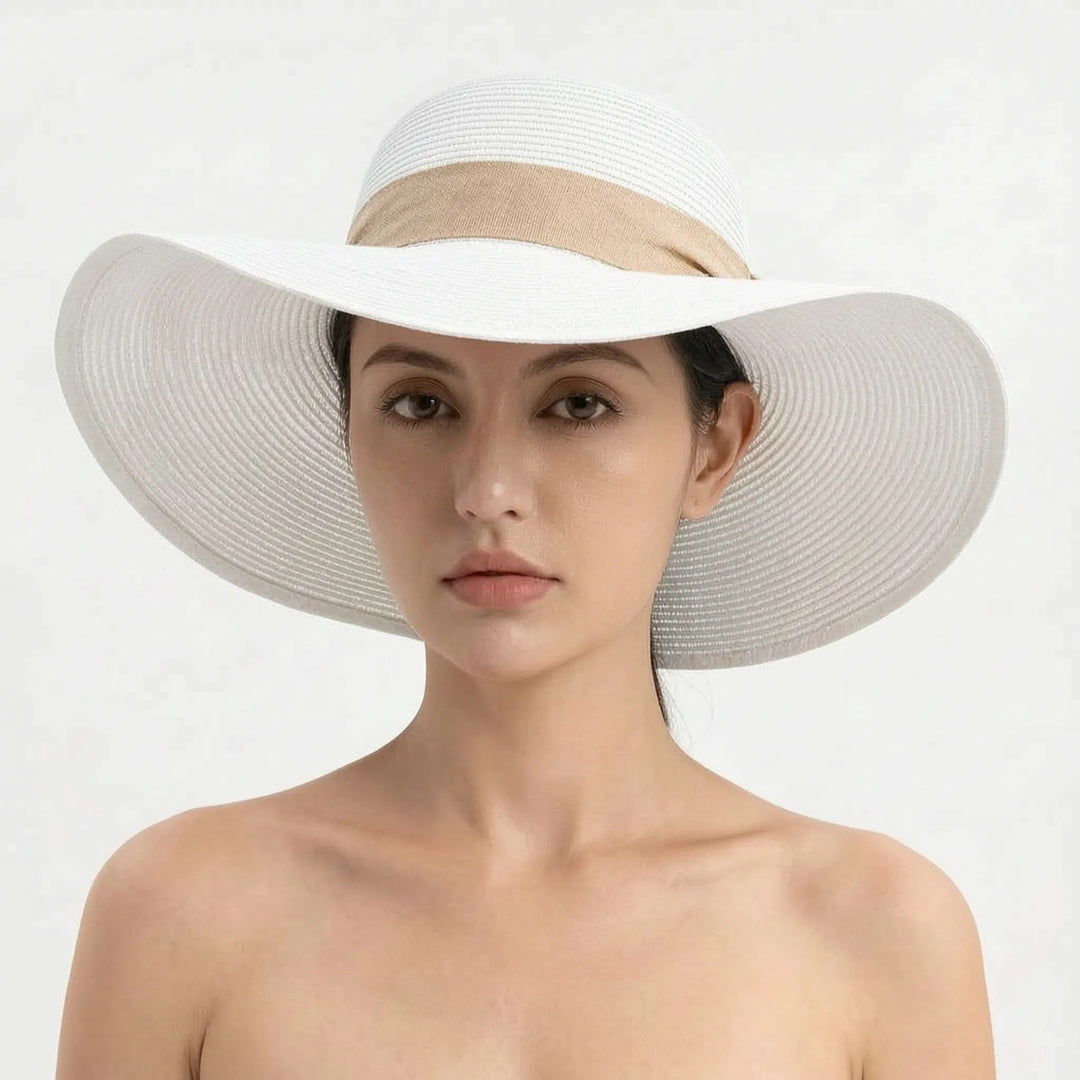 Sunny – Classic Wide Brim Woven Hat for Women with Bow