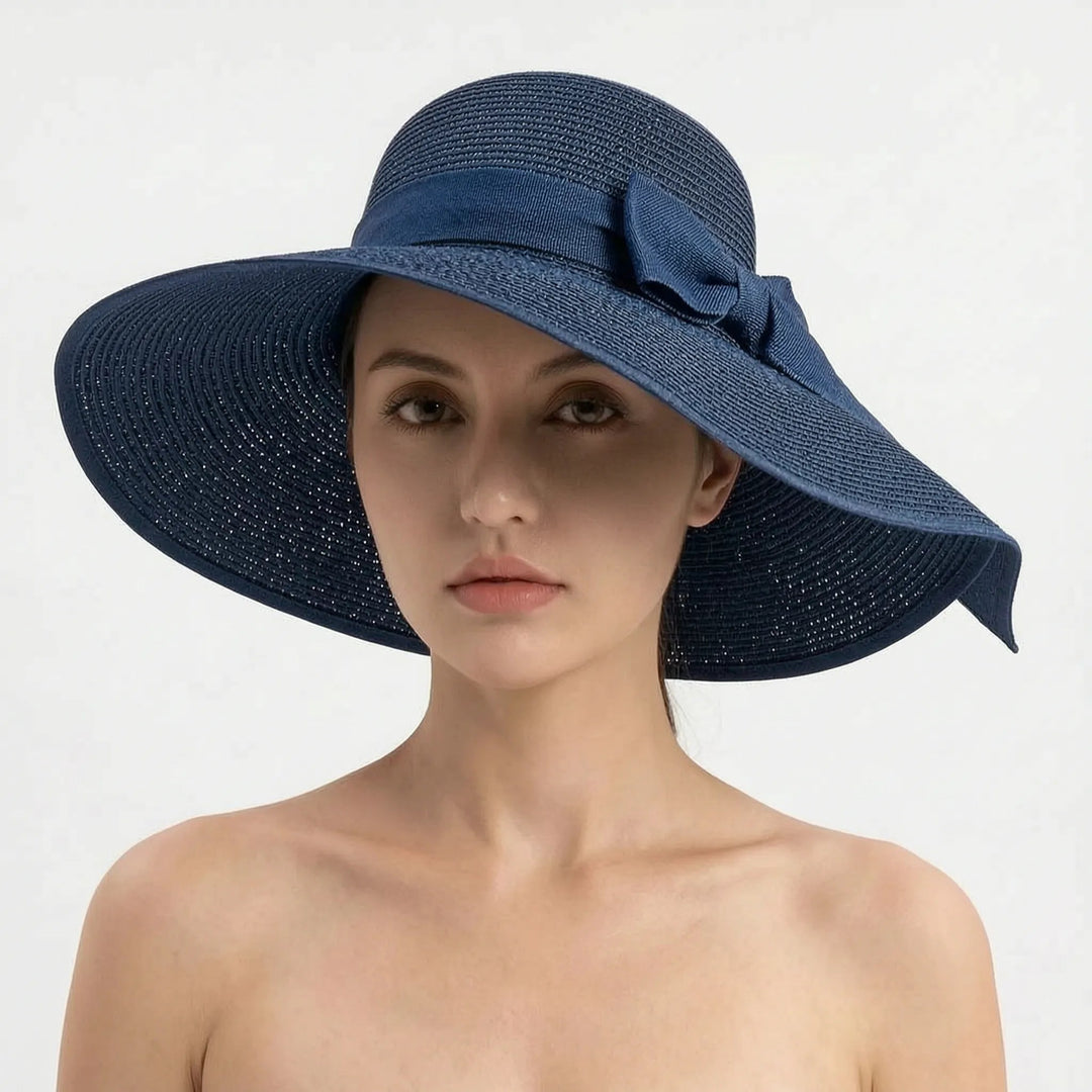 Sunny – Classic Wide Brim Woven Hat for Women with Bow