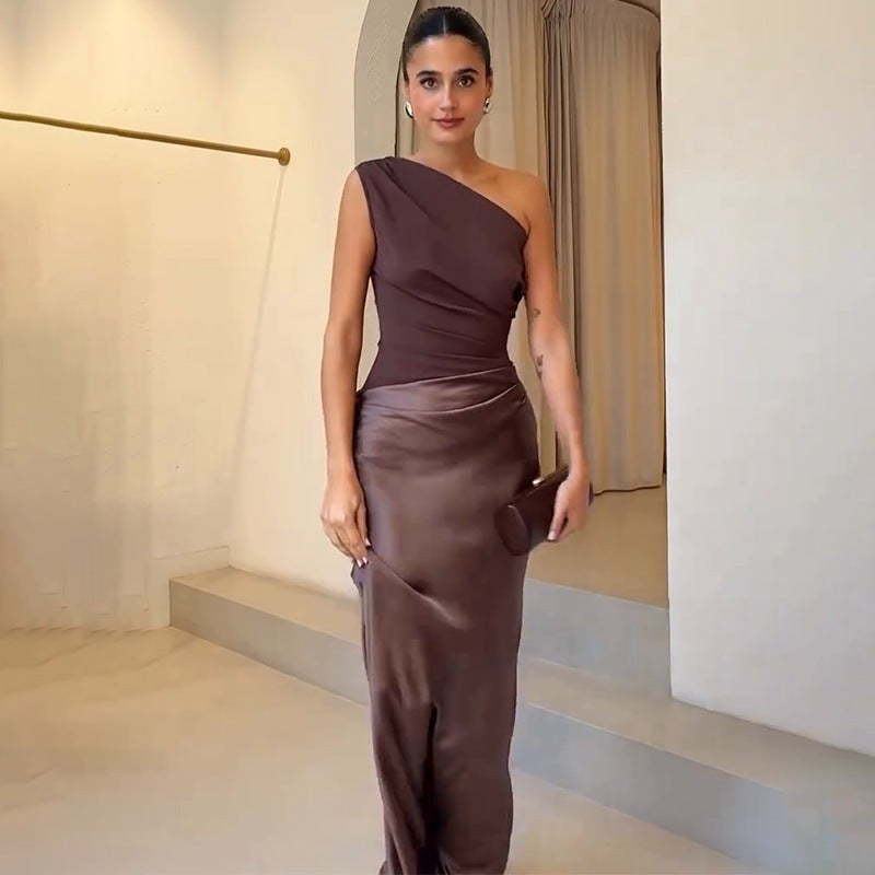 Satin One Shoulder Wedding Guest Dress for Women — Sylvie, image 1