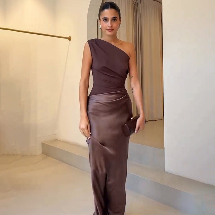 Satin One Shoulder Wedding Guest Dress for Women — Sylvie, image 9