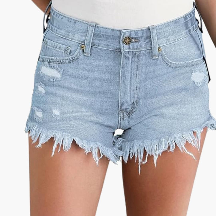 Talia – Distressed Denim Shorts for Women with High Waist