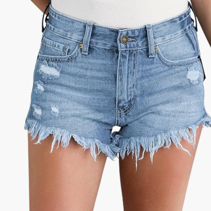 Talia – Distressed Denim Shorts for Women with High Waist