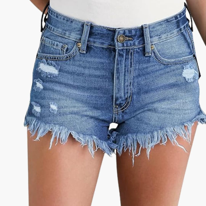 Talia – Distressed Denim Shorts for Women with High Waist