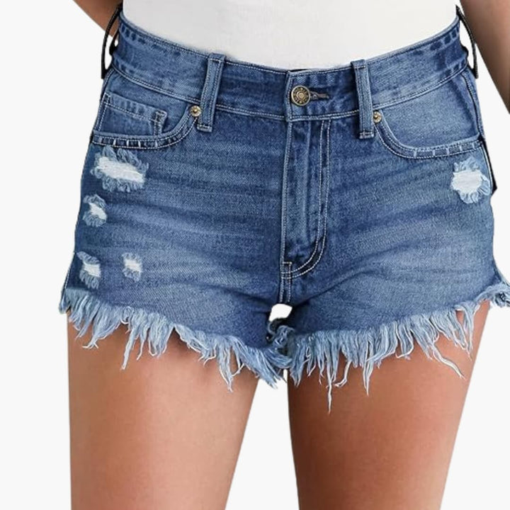 Talia – Distressed Denim Shorts for Women with High Waist