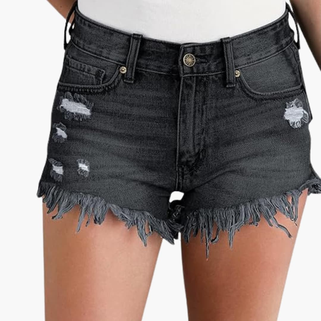 Talia – Distressed Denim Shorts for Women with High Waist