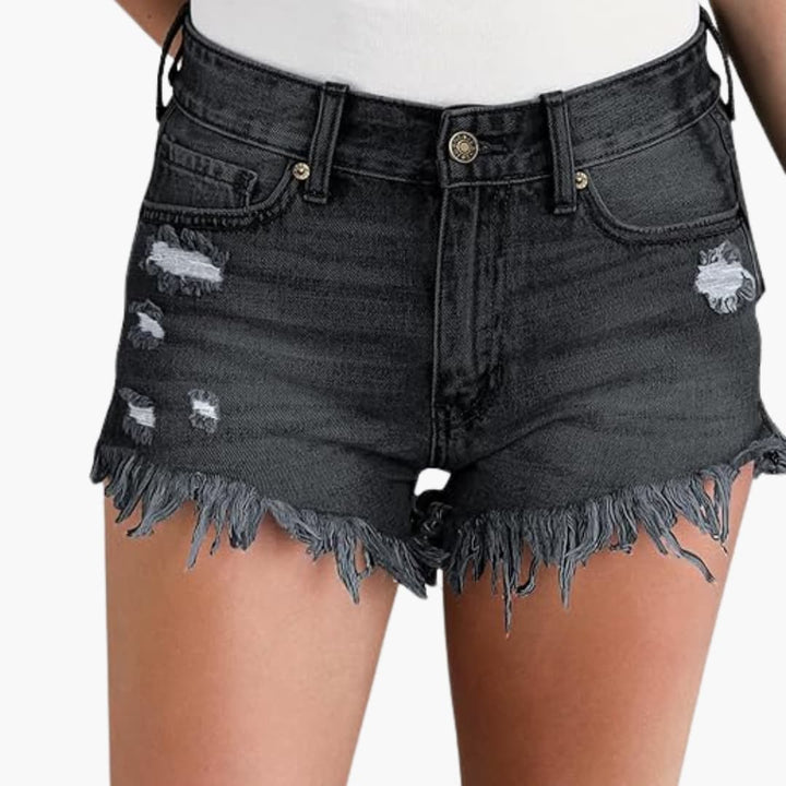 Talia – Distressed Denim Shorts for Women with High Waist