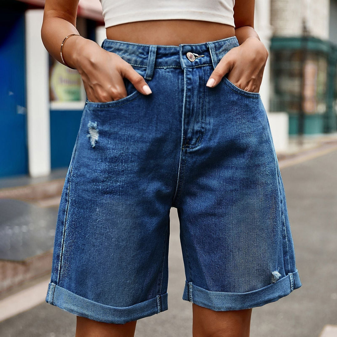 Teagan – Baggy Denim Shorts for Women with Cuffed Hem