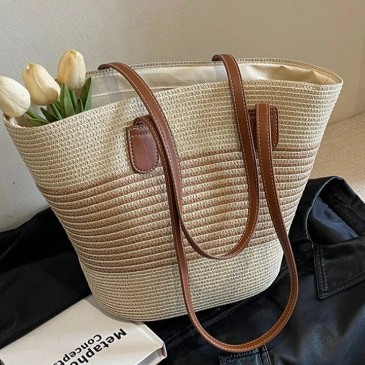 Tilda – Classic Striped Beach Bag for Women with Long Strap