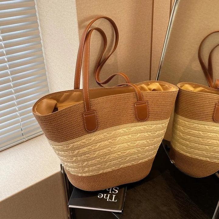Tilda – Classic Striped Beach Bag for Women with Long Strap