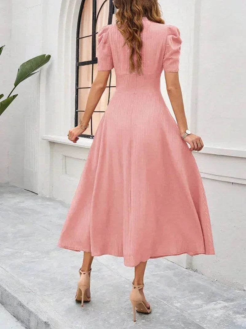Jarrah — V Neck Puff Sleeve Midi Dress for Women
