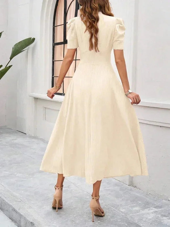 Jarrah — V Neck Puff Sleeve Midi Dress for Women