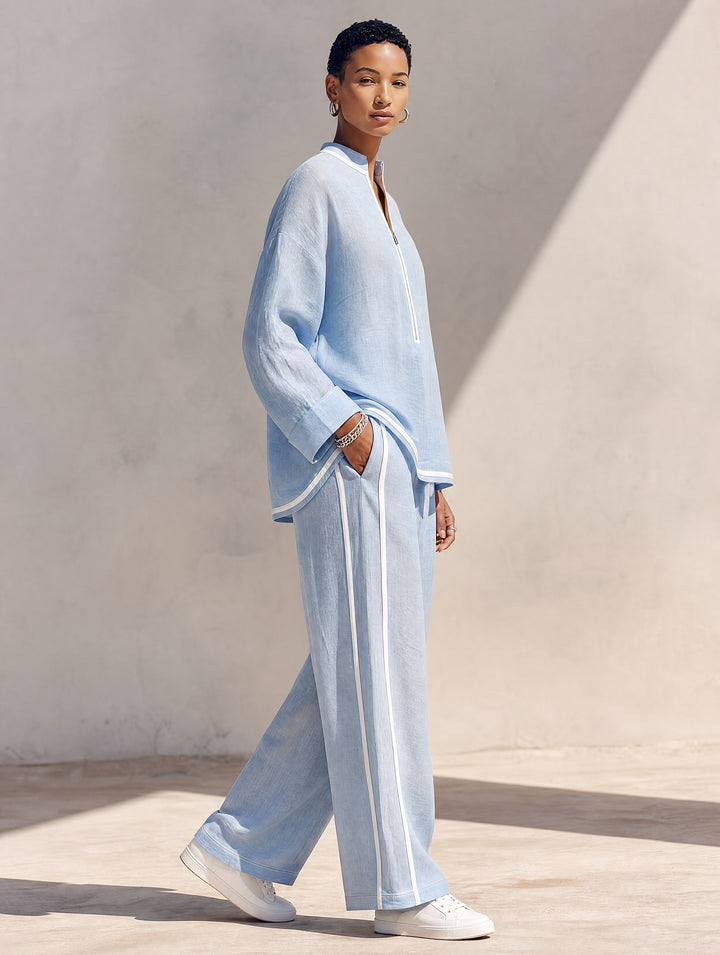 Wynne — Half Zip Linen Two Piece Set (9), Avelony