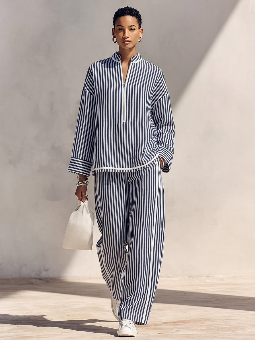 Wynne — Half Zip Linen Two Piece Set (13), Avelony