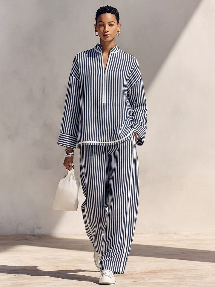 Wynne — Half Zip Linen Two Piece Set (13), Avelony