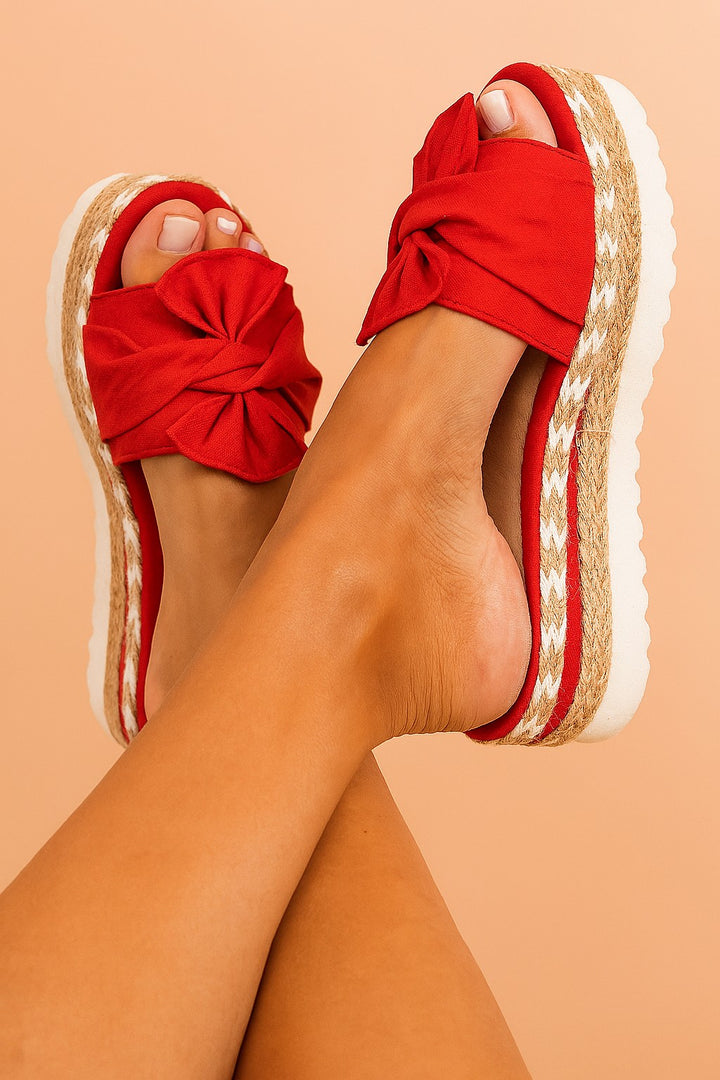Lovely — Lovely | Light Platform Thongs for Women with Twisted Bow, Moda Lodz